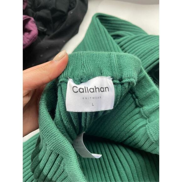 Callahan Knitwear Women's Green Pull-On Rib Knit Tailored Slim Pants Size L - Picture 7 of 8
